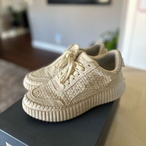Cream Textured Sneakers